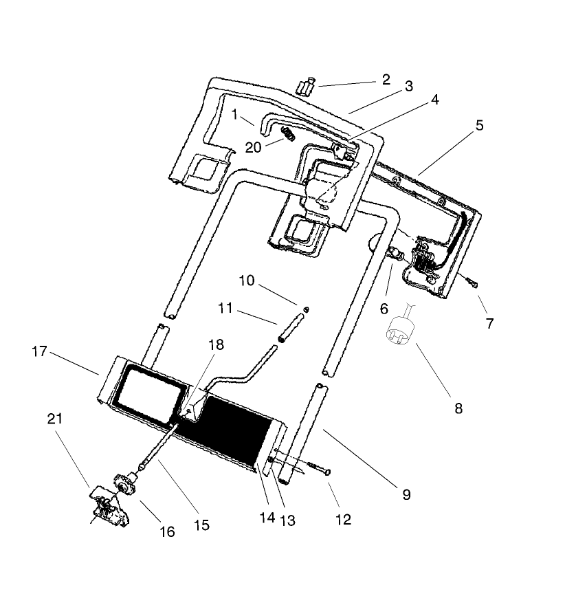 Handle Assembly Diagram and Parts List for 38026 280000001 - 280999999 Lawn Boy Snow Blower